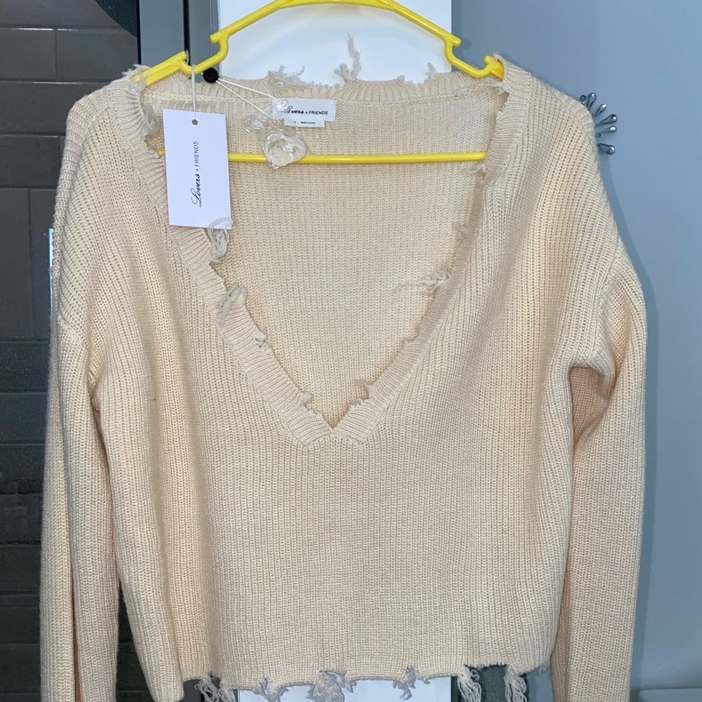 Cream Ripped Lover + Friends Sweater